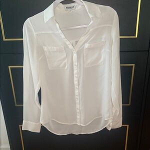 Express Women's Classic White Button-Down Shirt Size XS